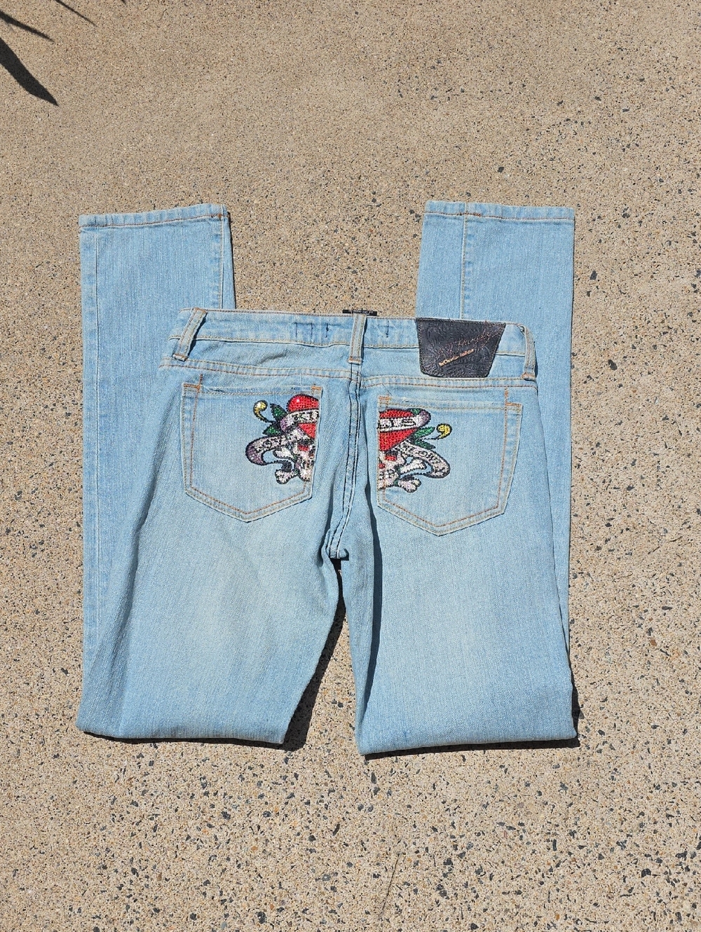 Ed Hardy By Christian Audigier Denim With Beaded Pockets